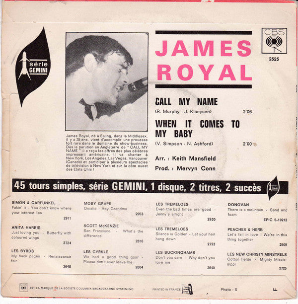James Royal -Call My Name / When It Comes To My Baby