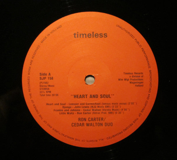 Ron Carter / Cedar Walton Duo -Heart & Soul