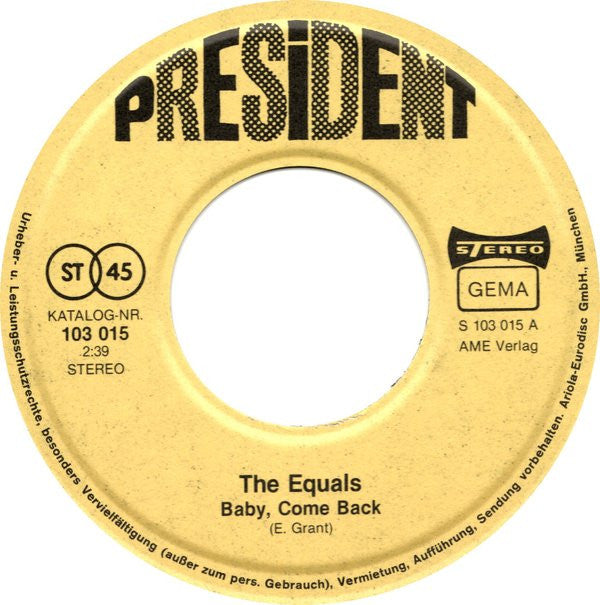 The Equals -Baby Come Back / Softly Softly
