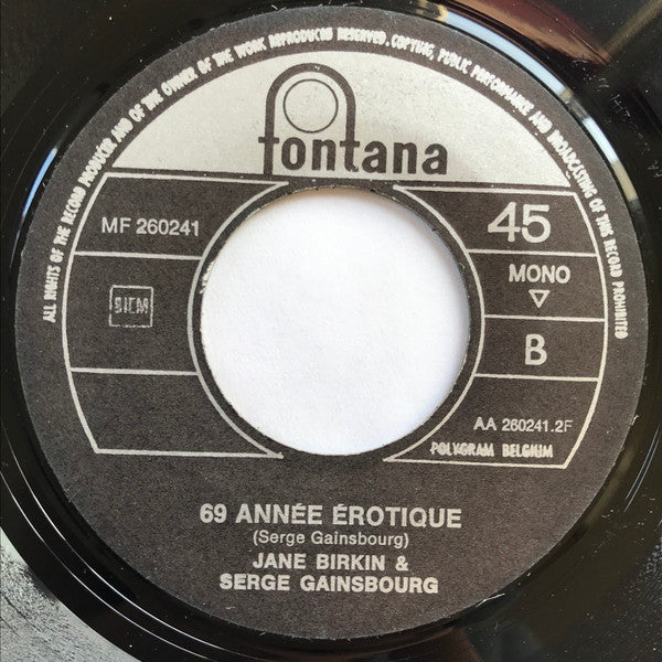 Jane Birkin Et Serge Gainsbourg -Je T'aime... Moi Non Plus / 69 Année Érotique