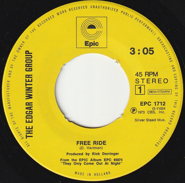 The Edgar Winter Group -Free Ride / When It Comes