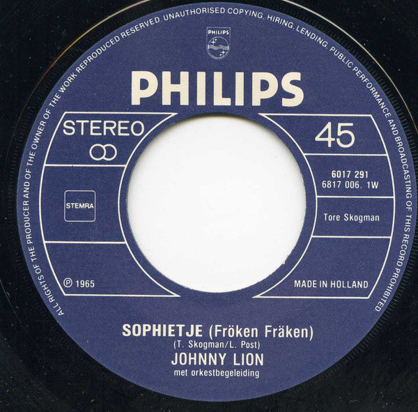Johnny Lion -Sophietje / Jij Laat Me Koud
