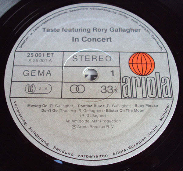 Taste (2) Featuring Rory Gallagher -In Concert