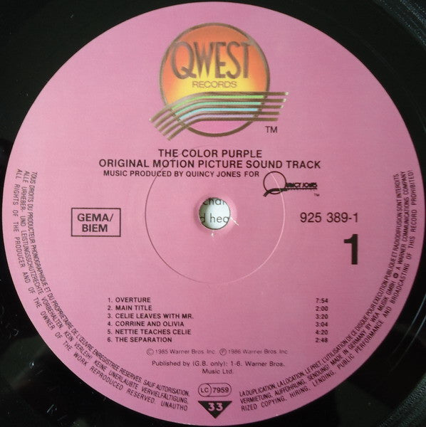 Quincy Jones -The Color Purple (Original Motion Picture Sound Track)