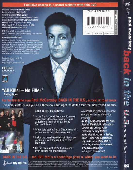 Paul McCartney -Back In The U.S. - Concert Film