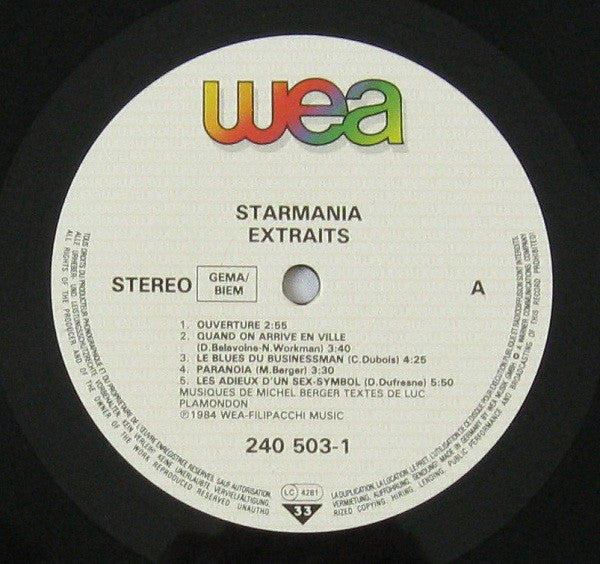 Michel Berger / Luc Plamondon -Starmania (Extraits De L'Opéra)