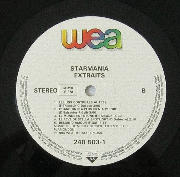 Michel Berger / Luc Plamondon -Starmania (Extraits De L'Opéra)