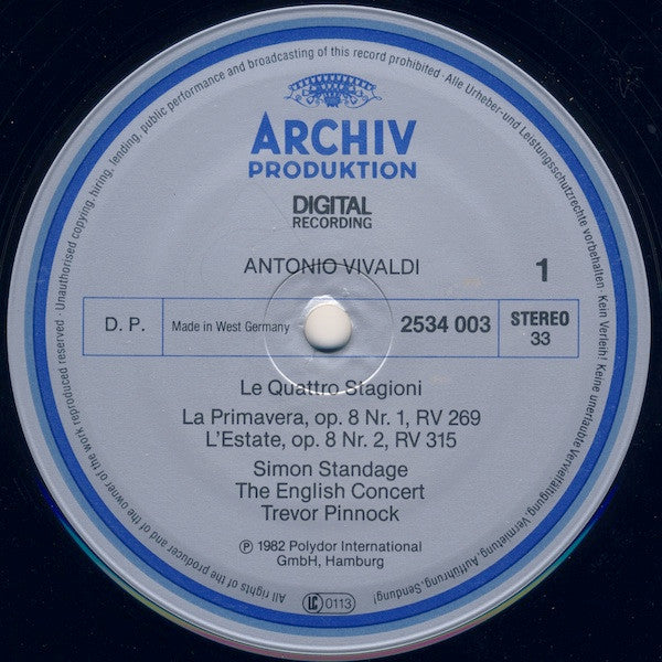 Antonio Vivaldi, The English Concert, Simon Standage ∙ Trevor Pinnock -Le Quattro Stagioni