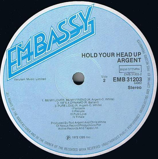 Argent -Hold Your Head Up