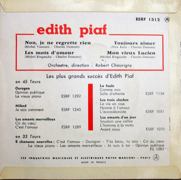 Edith Piaf -Non, Je Ne Regrette Rien