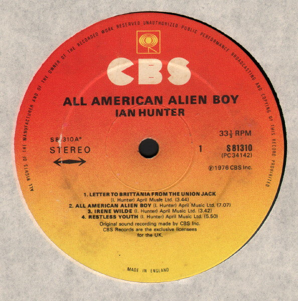 Ian Hunter -All American Alien Boy