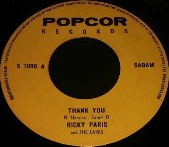 Ricky Paris And The Larks -Thank You / Born At Eighty