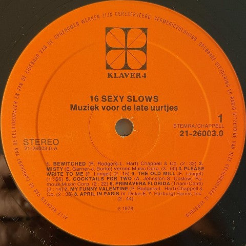 Paolo Di Baldini En Zijn Magische Saxofoon* -16 Sexy Slows - Muziek Voor De Late Uurtjes