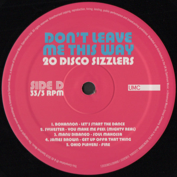 Various -Don't Leave Me This Way - 20 Disco Sizzlers