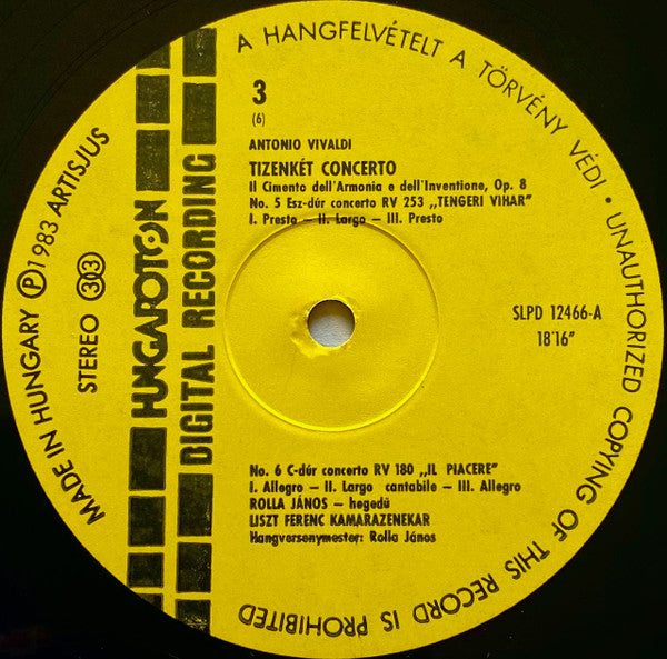 Vivaldi* - Liszt Ferenc Chamber Orchestra, János Rolla - 12 Concerti Op.8 - Il Cimento Dell' Armonia E Dell' Inventione Including "The Four Seasons"