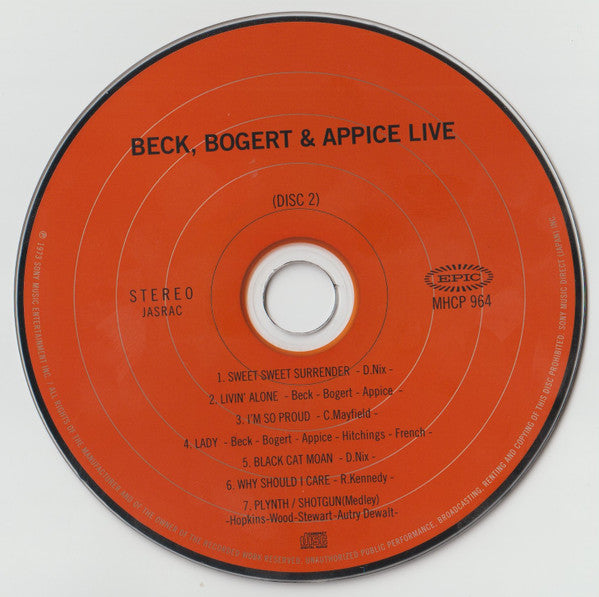 Beck, Bogert & Appice -Beck, Bogert & Appice Live