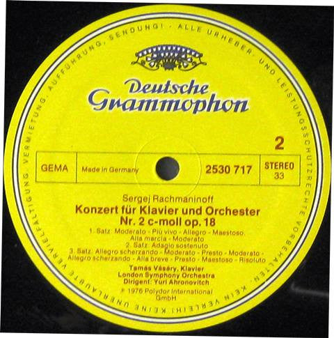 Sergei Rachmaninov* - Tamás Vásáry, London Symphony Orchestra • Yuri Ahronovitch - Klavierkonzerte • Piano Concertos 1&amp;2