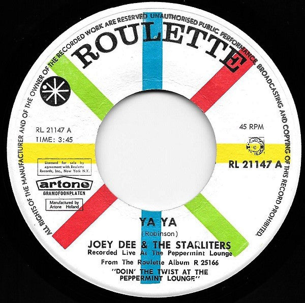 Joey Dee And The Starliters* -Ya Ya / Shout