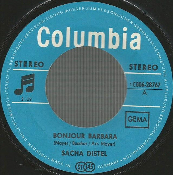 Sacha Distel -Bonjour Barbara / Ein Ring Liegt Am Grunde Der Seine