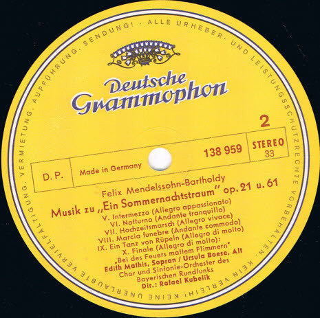 Mendelssohn-Bartholdy* - Chor* und Sinfonie-Orchester Des Bayerischen Rundfunks* · Rafael Kubelik - Ein Sommernachtstraum