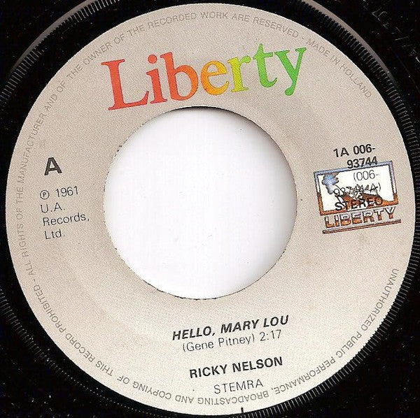 Ricky Nelson (2) -Hello Marylou / Travelling Man