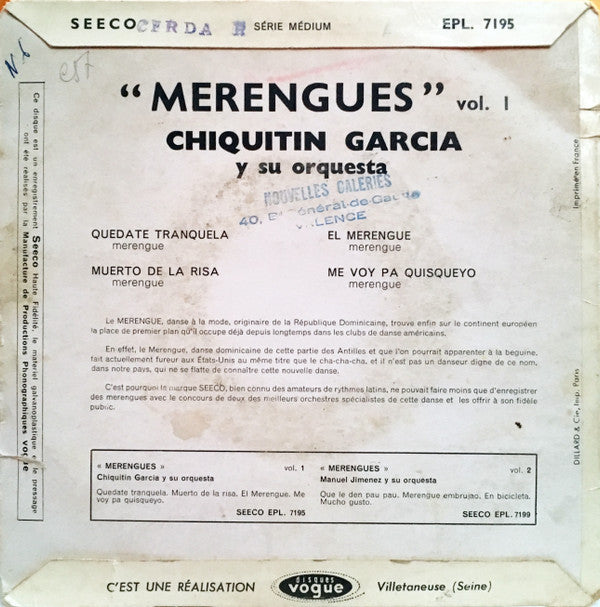 Chiquitin Garcia Y Su Trio Alegria - Merengues  Vol.1