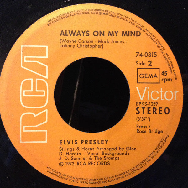 Elvis* - Separate Ways / Always On My Mind