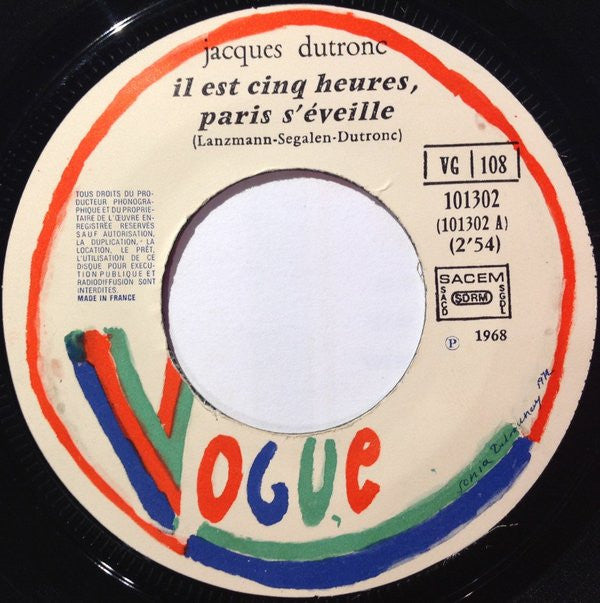 Jacques Dutronc -Il Est Cinq Heures, Paris S'éveille / Les Play Boys