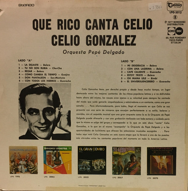 Celio González Con La Orquesta De Pepé Delgado -Que Rico Canto Celio