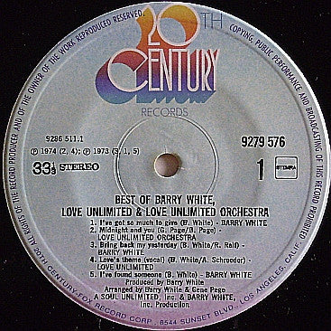 Barry White, Love Unlimited & Love Unlimited Orchestra -Best Of Barry White, Love Unlimited / Love Unlimited Orchestra