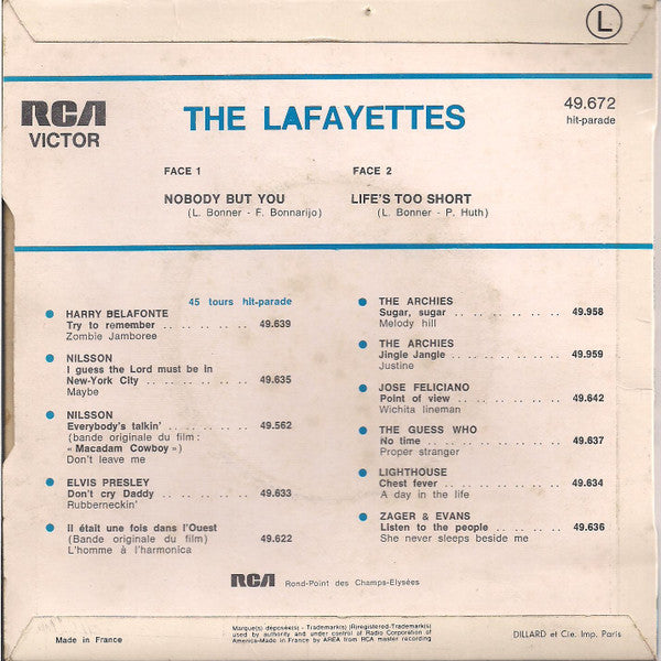The Lafayettes -Nobody But You / Life's Too Short