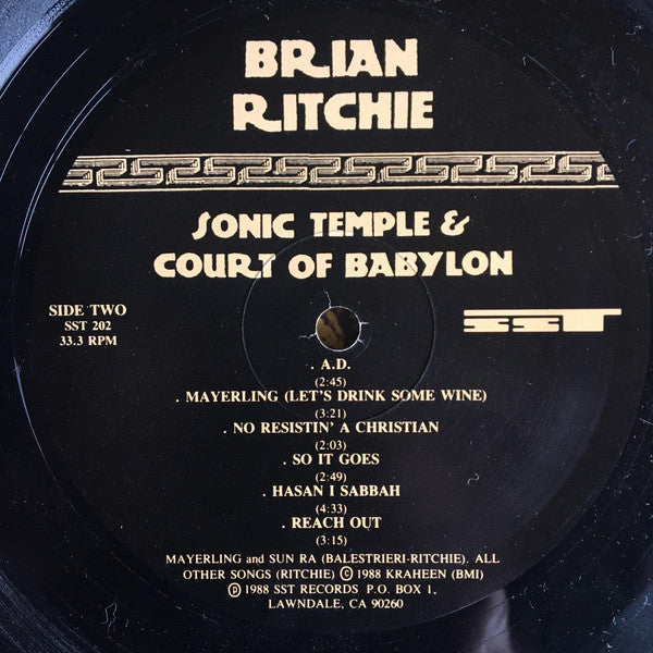 Brian Ritchie -Sonic Temple & Court Of Babylon