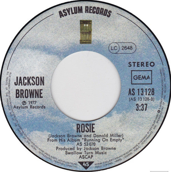 Jackson Browne -Stay B/w Rosie
