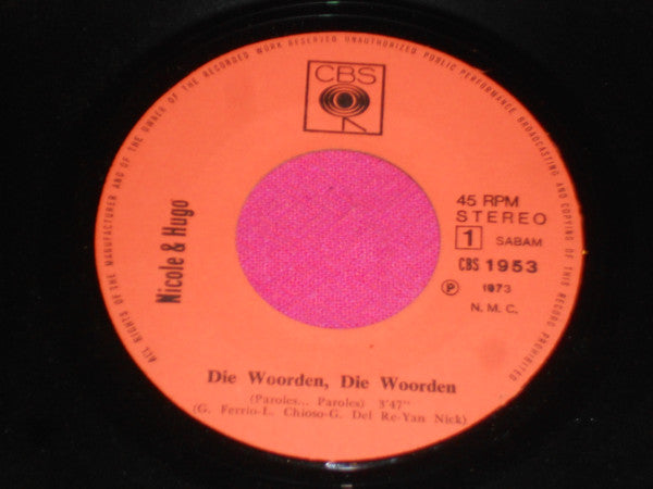 Nicole & Hugo -Die Woorden , Die Woorden / I Love You So