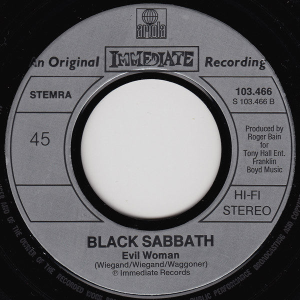 Black Sabbath -Paranoid / Evil Woman