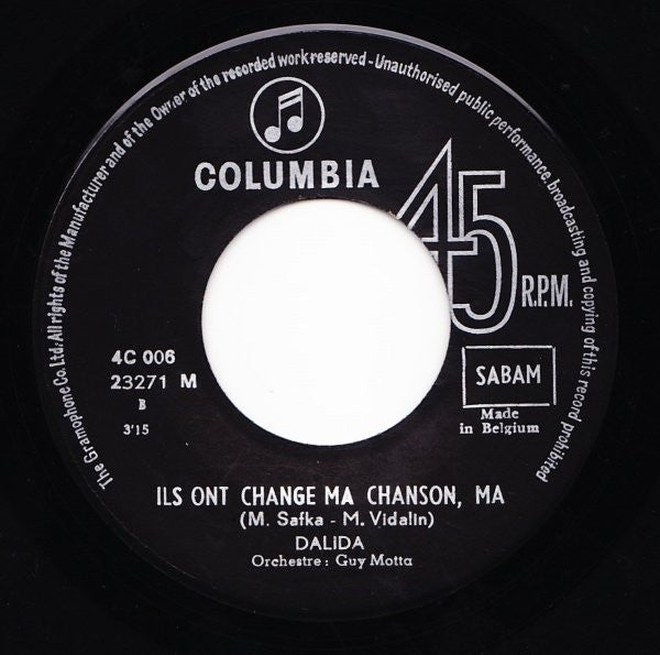 Dalida -Ils Ont Changé Ma Chanson, Ma / Ram Dam Dam