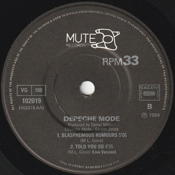 Depeche Mode -Blasphemous Rumours / Somebody