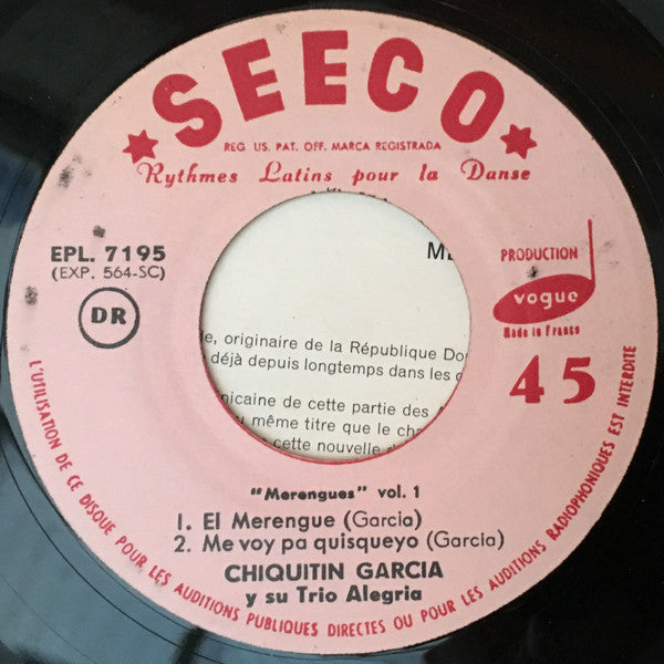 Chiquitin Garcia Y Su Trio Alegria - Merengues  Vol.1