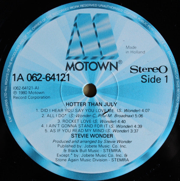 Stevie Wonder -Hotter Than July