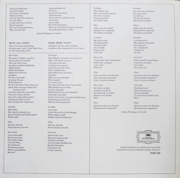 Franz Schubert, Janet Baker • Dietrich Fischer-Dieskau , Mitglieder Des RIAS-Kammerchores*, Gerald Moore -Duette
