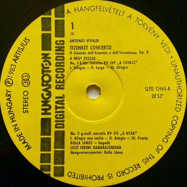 Vivaldi* - Liszt Ferenc Chamber Orchestra, János Rolla - 12 Concerti Op.8 - Il Cimento Dell' Armonia E Dell' Inventione Including "The Four Seasons"