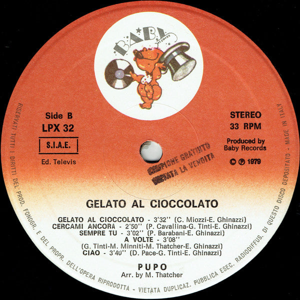 Pupo -Gelato Al Cioccolato