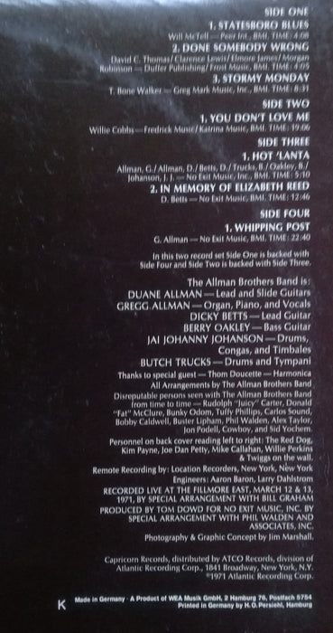 The Allman Brothers Band -The Allman Brothers Band At Fillmore East