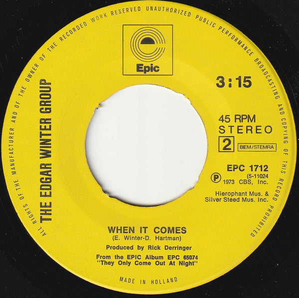 The Edgar Winter Group -Free Ride / When It Comes