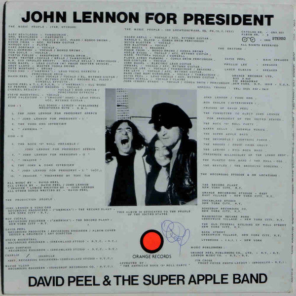 David Peel & The Super Apple Band -John Lennon For President
