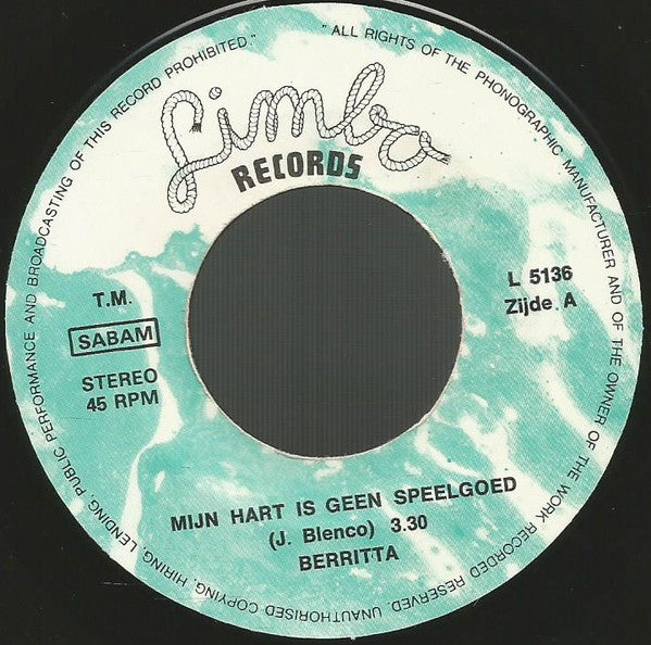 Berritta -Mijn Hart Is Geen Speelgoed
