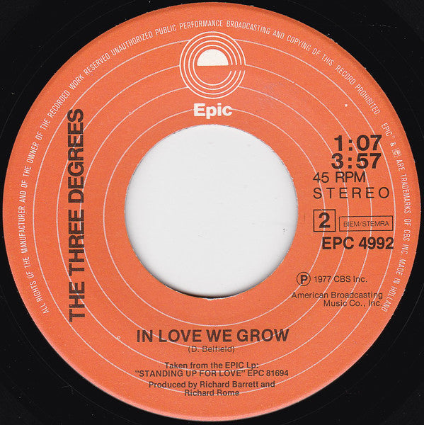 The Three Degrees - Standing Up For Love / In Love We Grow