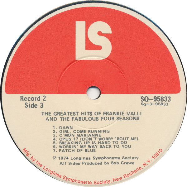 Frankie Valli And The Four Seasons* -The Greatest Hits Of Frankie Valli And The Fabulous Four Seasons