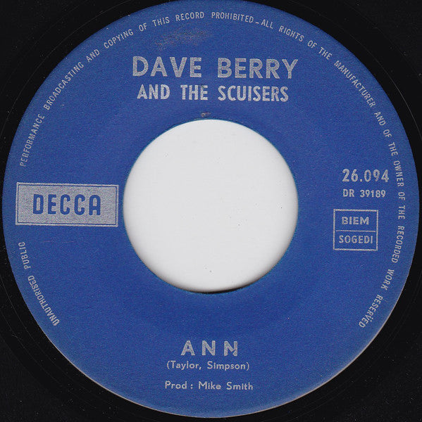 Dave Berry -Picture Me Gone / Ann