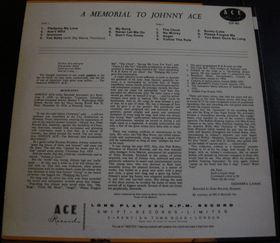 Johnny Ace -Memorial Album For Johnny Ace